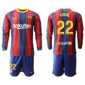 Koszulka FC Barcelona Arturo Vidal 22 Dziecięcy Domowe Stroje Piłkarskie 2020/2021 Długi Rękaw